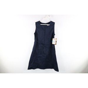 NOS Vintage 90s Dickies Girls 16 Blank School Uniform Sleeveless Dress Navy Blue